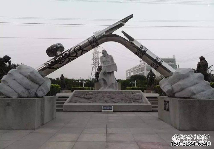 手握鋼筆雕塑，標識雕塑，不銹鋼手握鋼筆雕塑廠家