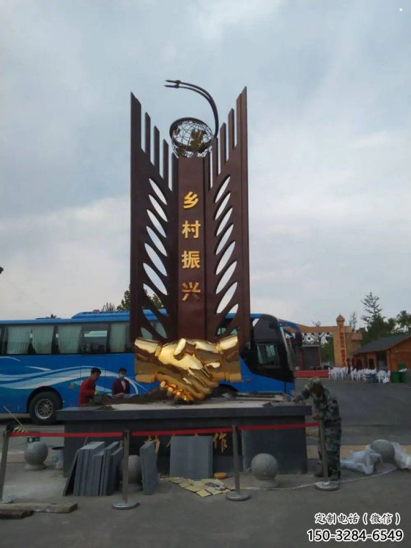 握手雕塑生產商，地標擺件，不銹鋼握手雕塑生產