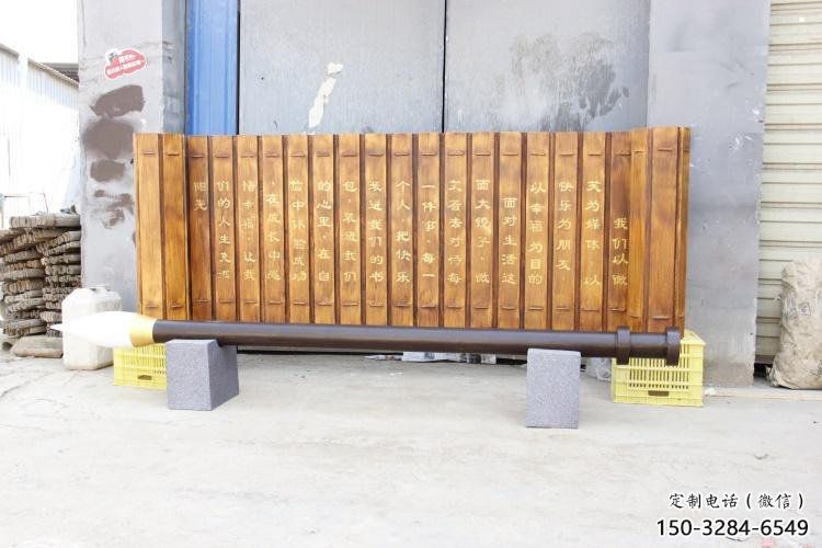 書簡雕塑制作廠家，景觀擺件，不銹鋼書簡雕塑訂做