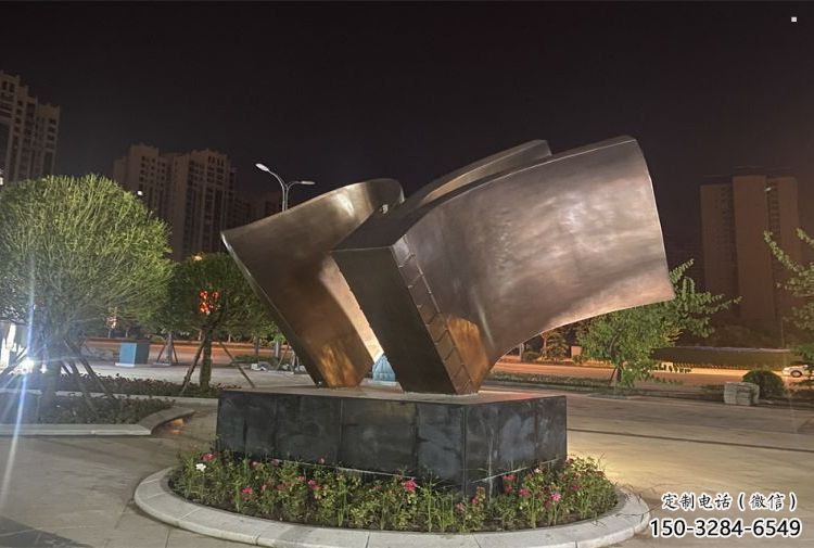 銅書籍雕塑精選，彩鋼制作，銅書籍雕塑工廠供給