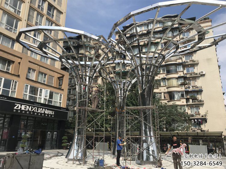 遮陽樹雕塑制造商，城區小品，鏤空遮陽樹雕塑定制