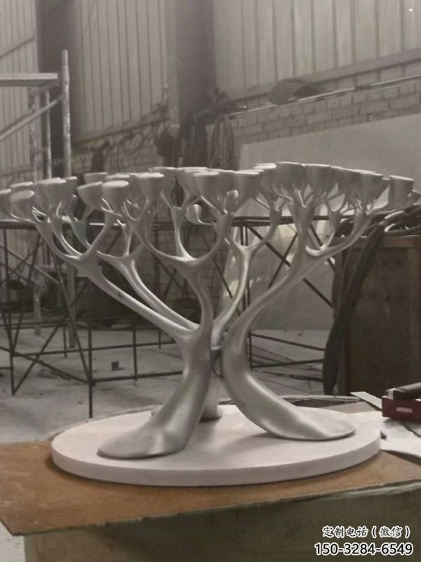 燈光樹雕塑點擊，地標擺件，金屬燈光蘑菇樹雕塑承接