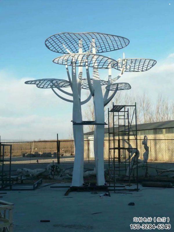 蘑菇樹雕塑承接，景區案例，幾何鏤空蘑菇樹雕塑承接