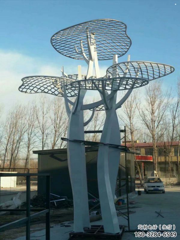 蘑菇樹雕塑定價，街頭雕塑，鏤空蘑菇樹雕塑制作廠家