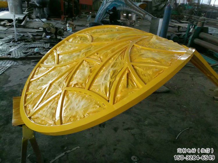樹(shù)葉雕塑承接，街道標(biāo)識(shí)，彩繪烤漆樹(shù)葉雕塑廠家