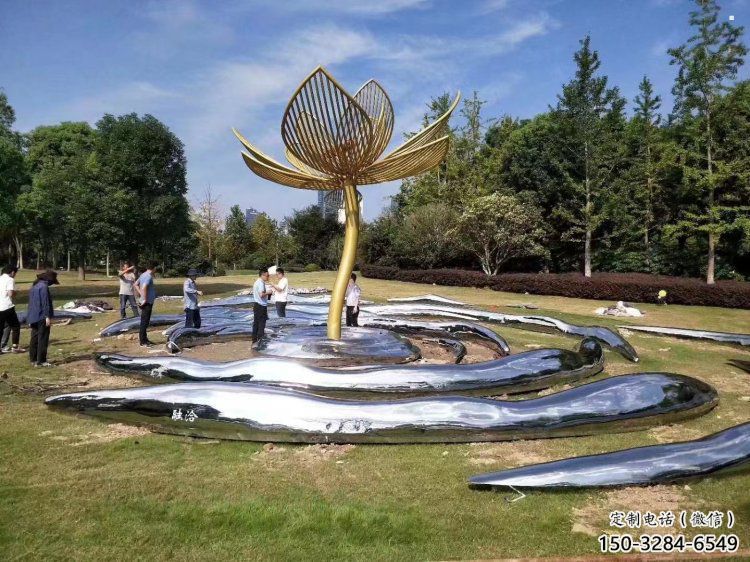 花樹雕塑制造商，街景小品，不銹鋼花樹雕塑定制