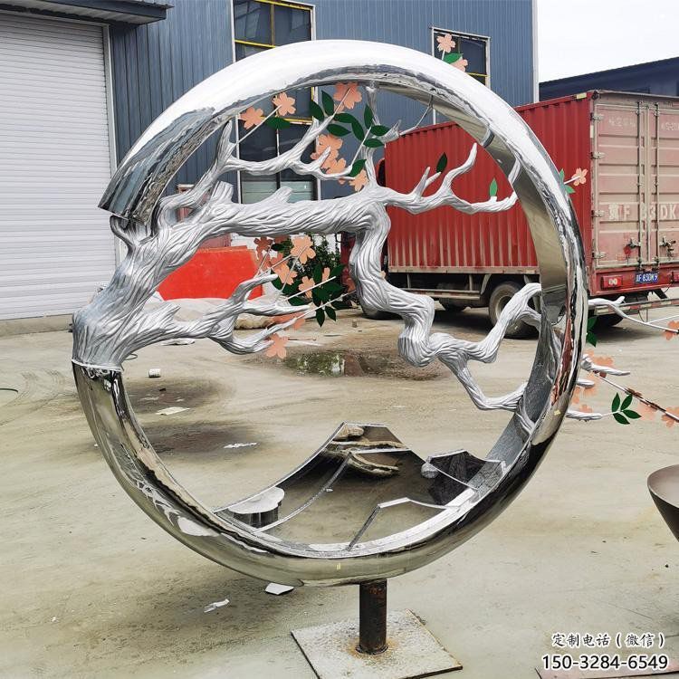 梅花樹雕塑制作，公園小品，不銹鋼梅花樹雕塑訂做