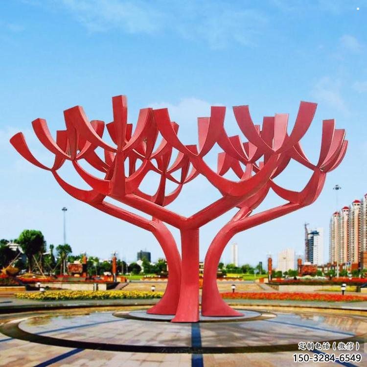 樹干雕塑廠家，圓雕體系，烤漆不銹鋼樹干雕塑廠家