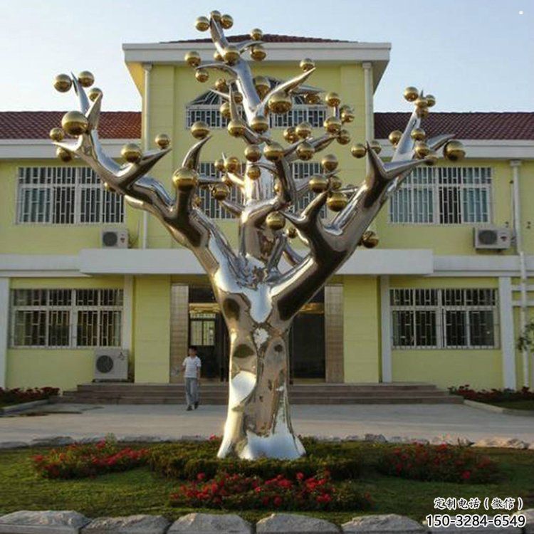 樹干雕塑供需，室外軟裝，藝術不銹鋼樹干雕塑指用
