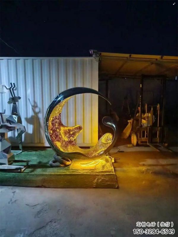 燈光水滴雕塑廠家，抽象理念，不銹鋼環形水滴雕塑