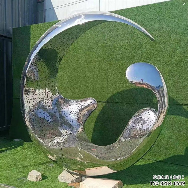 水滴環雕塑，創意設計類型，不銹鋼圓環水滴雕塑廠家