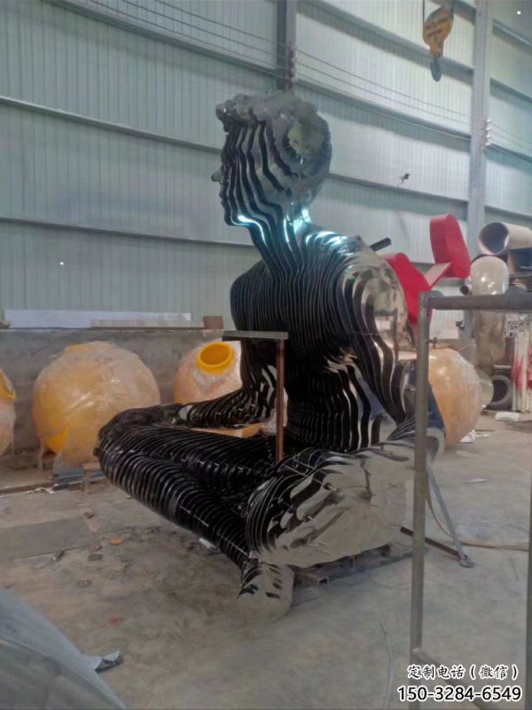 抽象鏤空人物雕塑定制，中式工藝，鐵藝片狀人物雕塑優(yōu)價(jià)