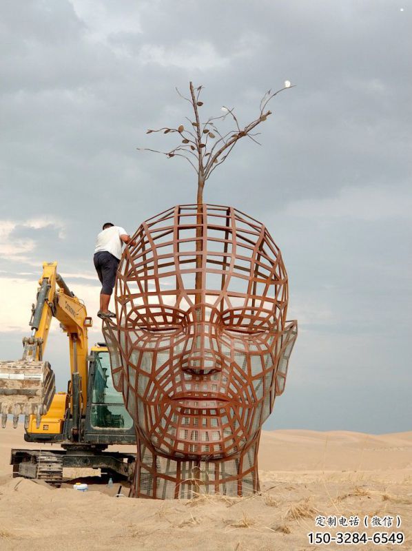 鐵藝人頭像雕塑制造商，室外軟裝，鏤空人頭像雕塑制作承接