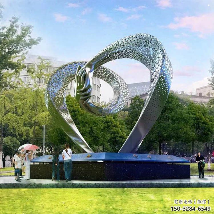 心形雕塑展品，景觀概念，鏤空鏡面心形雕塑優選