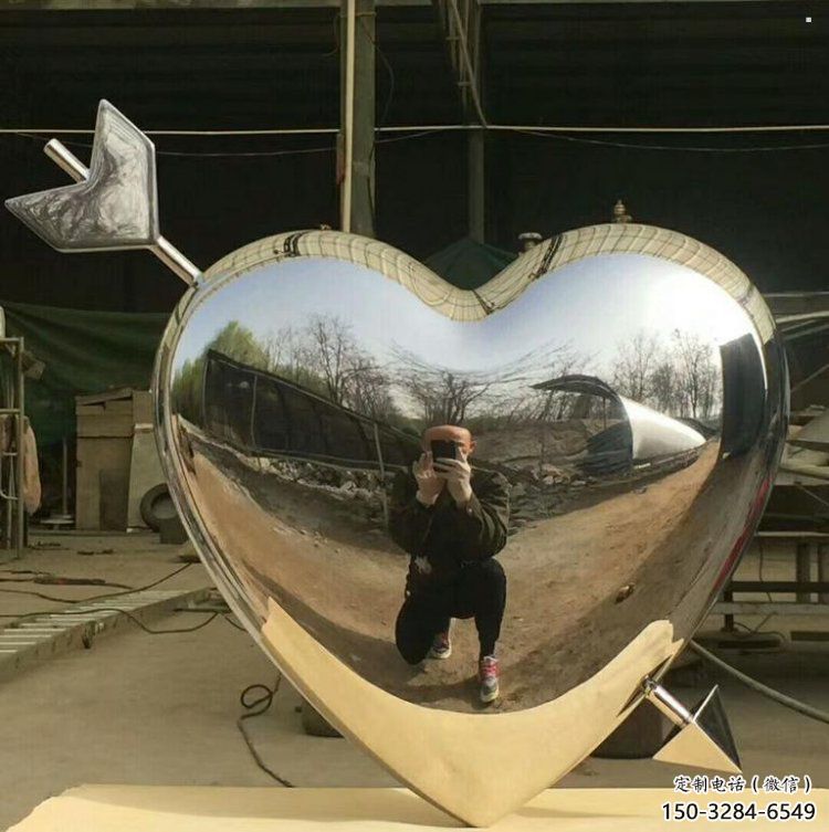 抽象心形球雕塑展品，小區(qū)雕塑，不銹鋼心形球雕塑制作精選