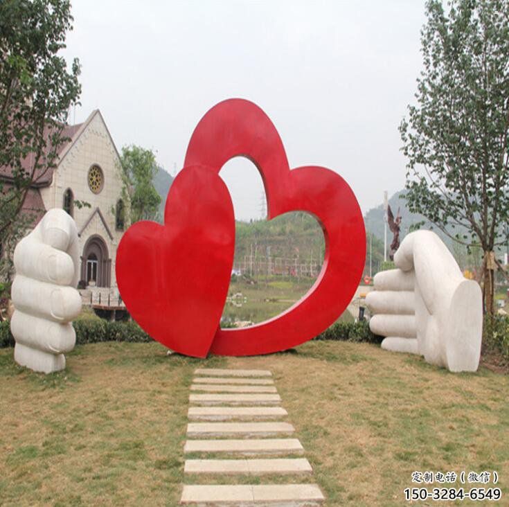 雙心雕塑優(yōu)選，室外雕塑，彩繪不銹鋼雙心雕塑優(yōu)選
