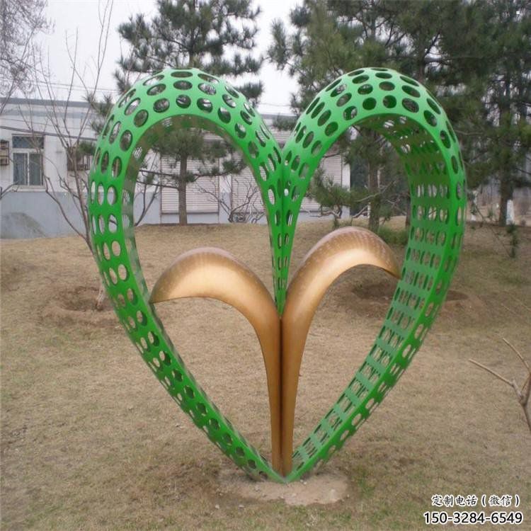 戶外桃心雕塑通用，多彩藝術，環境不銹鋼桃心雕塑供應