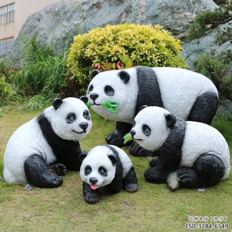 熊貓雕塑觀賞型，公園小品，仿真熊貓雕塑常用