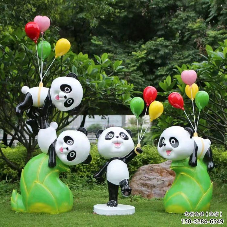 熊貓雕塑觀賞型，露天雕塑，卡通熊貓雕塑訂做廠家