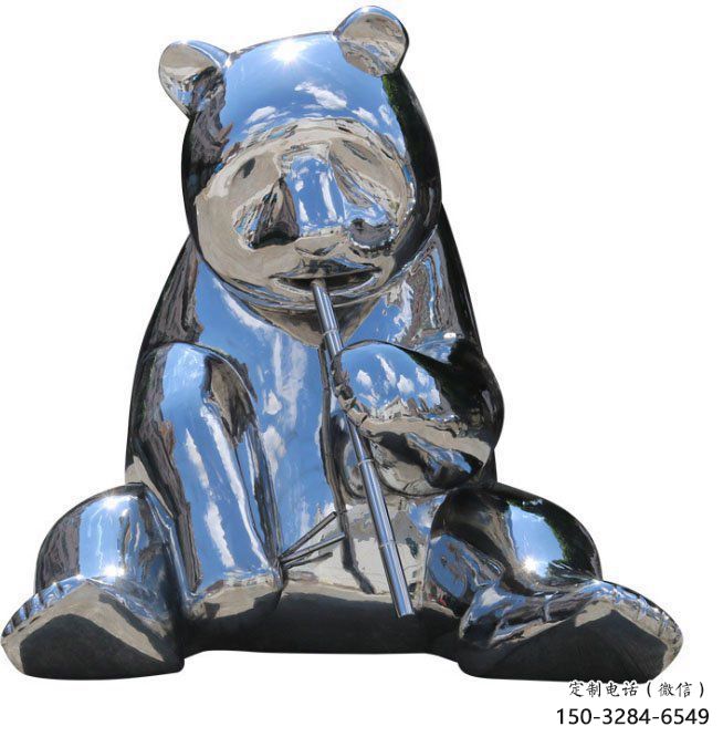 熊貓雕塑生產，景區案例，景觀不銹鋼熊貓雕塑優選