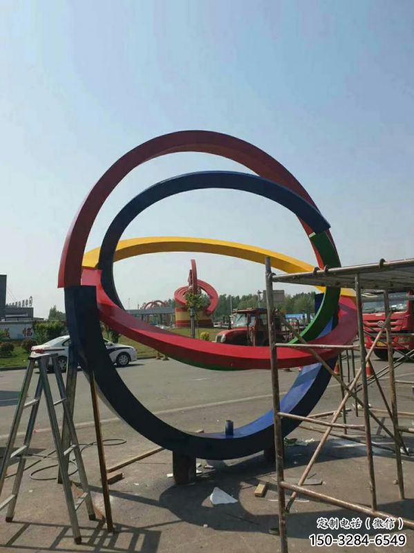 廣場雙環雕塑批發，廣場系列，不銹鋼雙環雕塑定價