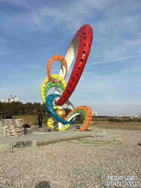 雙環(huán)雕塑擺件供需，彩鋼制作，大型不銹鋼雙環(huán)雕塑公司