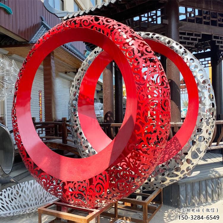 雙環雕塑訂做，城市雕塑，不銹鋼雙環雕塑工程精品