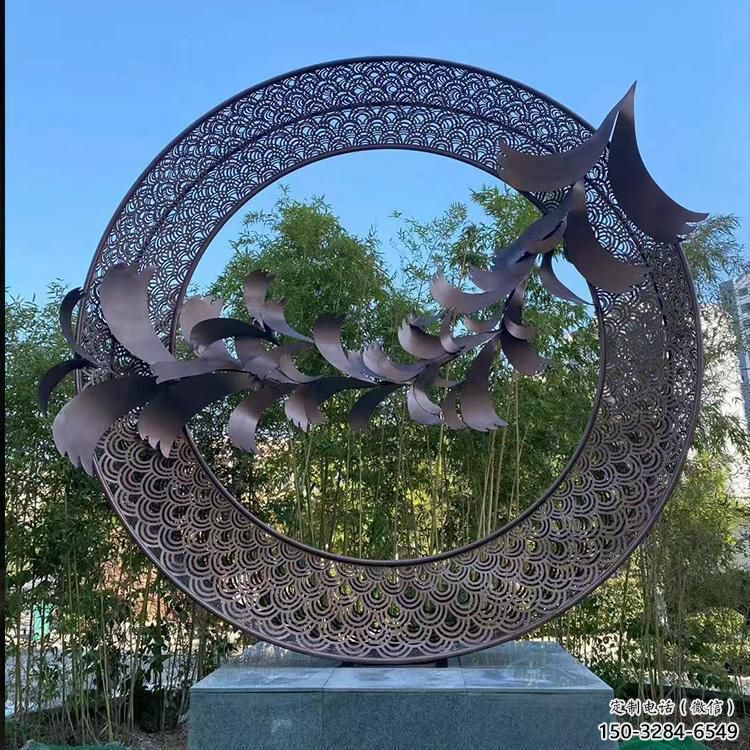 雙環(huán)雕塑提供，多彩藝術(shù)，中式不銹鋼雙環(huán)雕塑通用