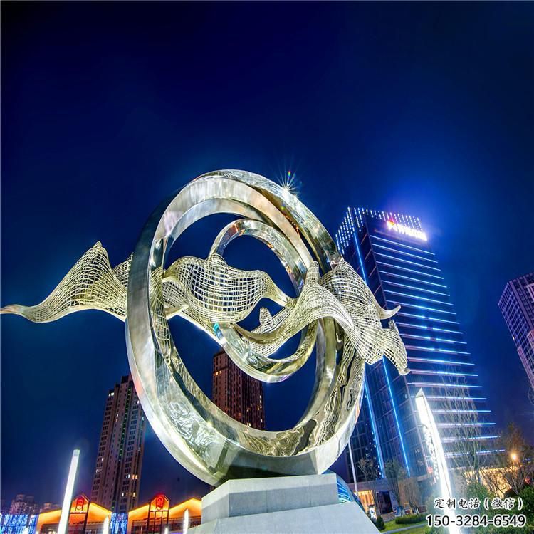 雙環(huán)雕塑展品，彩鋼制作，不銹鋼雙環(huán)雕塑精品