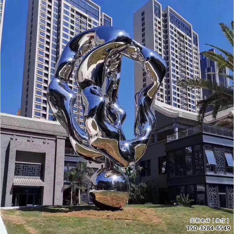 雙環雕塑制造商，鋼管組合，公共不銹鋼雙環雕塑優選