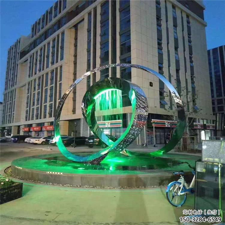 圓環雕塑常用，鋼管組合，燈光圓環雕塑定價