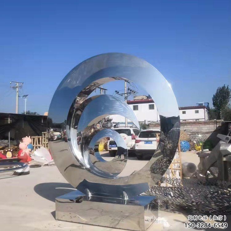 景區圓環雕塑，鏡面歐式雕塑，鐵藝材質