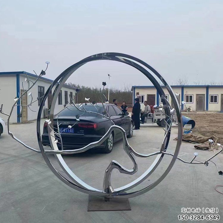 圓環雕塑，鏤空景觀雕塑，抽象效果