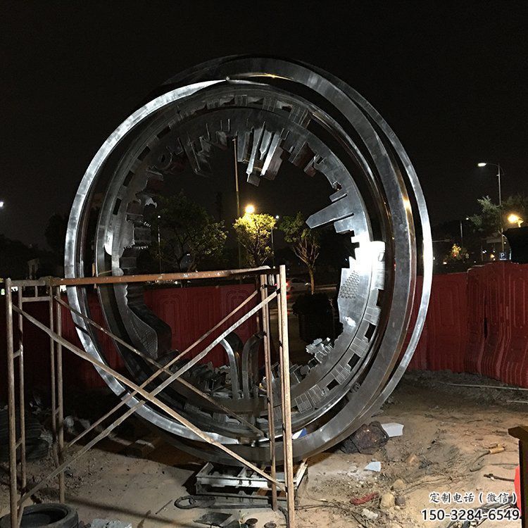 圓環(huán)雕塑制造商，酒店擺件，不銹鋼圓環(huán)雕塑定制