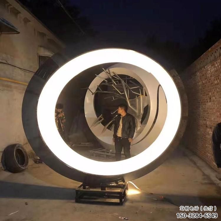 圓環雕塑制造商，城區小品，不銹鋼圓環雕塑制作定制