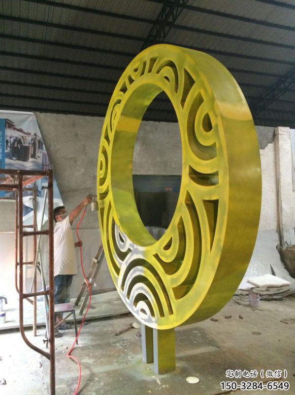 景觀圓環(huán)雕塑，烤漆景觀雕塑，鍛造工藝