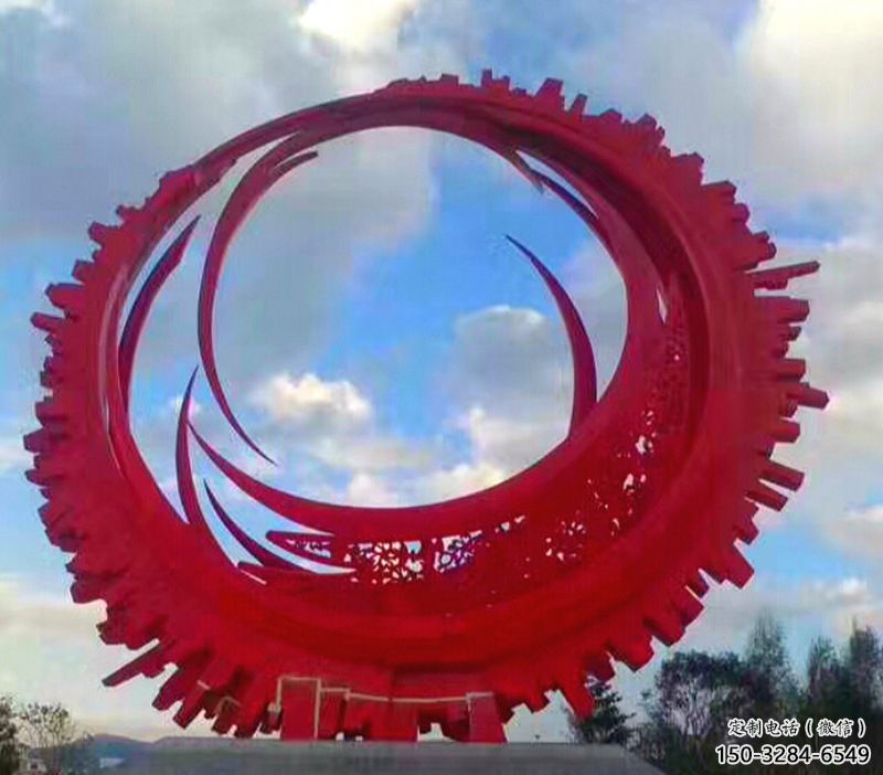 圓環(huán)雕塑定價，村標(biāo)概念，烤漆圓環(huán)雕塑廠家選用