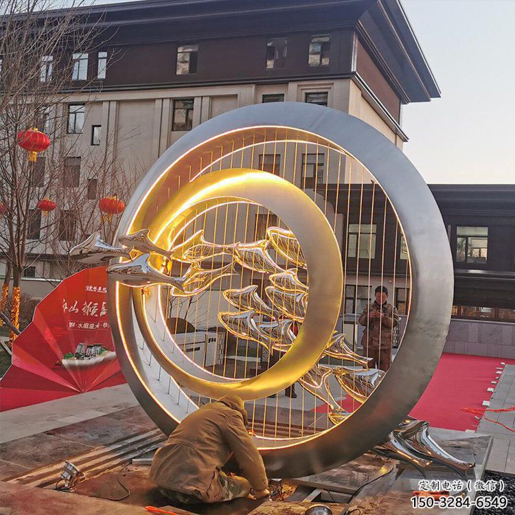 圓環(huán)雕塑精品，景觀概念，烤漆圓環(huán)雕塑通用