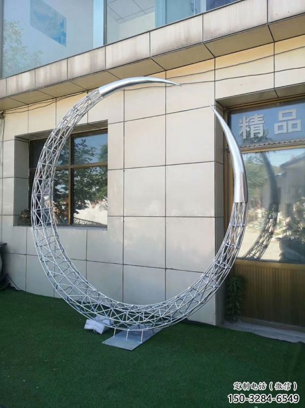 圓環雕塑制造商，小區擺件，白鋼鏤空圓環雕塑提供