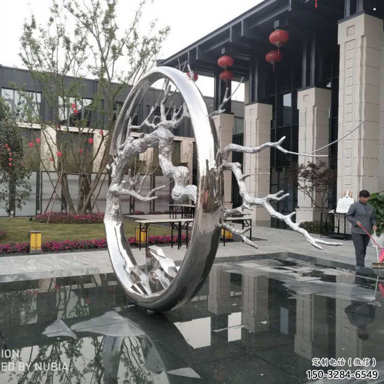 圓環(huán)樹雕塑定制，市標(biāo)雕塑，不銹鋼圓環(huán)樹雕塑定做