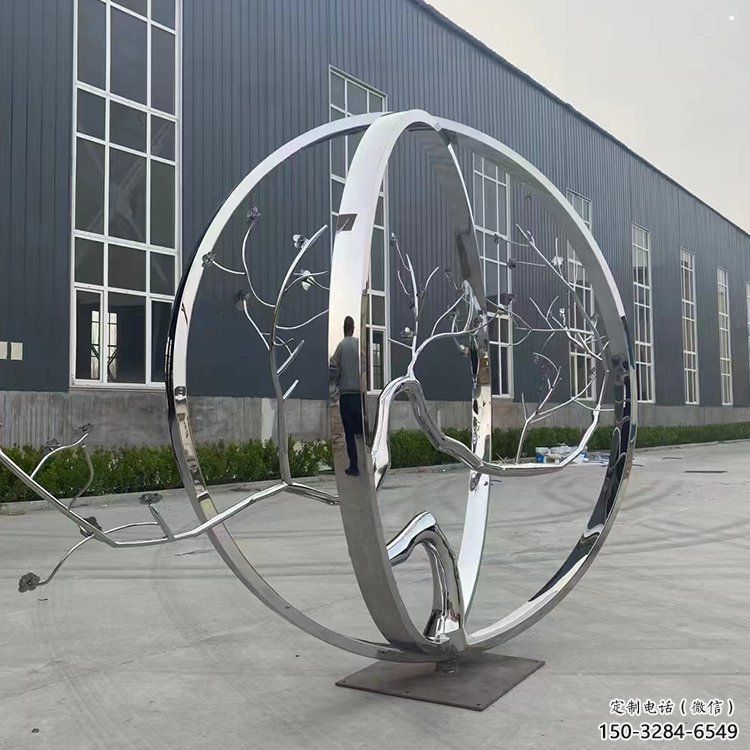 圓環樹雕塑優選，陸地擺件，不銹鋼圓環樹雕塑供應