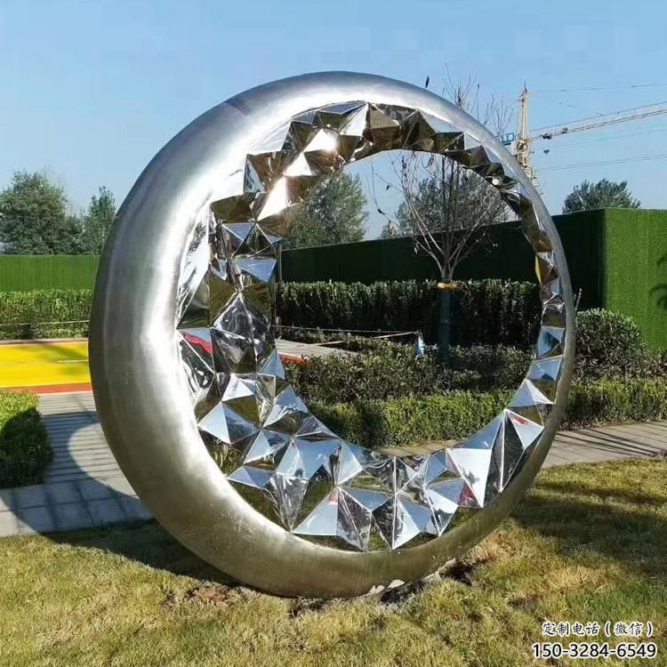 圓圈雕塑訂做，景區案例，不銹鋼圓圈雕塑定制