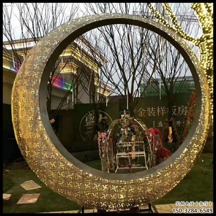 月亮雕塑通用，花園小品，廣場(chǎng)鏤空月亮雕塑優(yōu)價(jià)