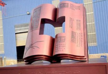 現代銅書籍雕塑，室外軟裝，銅書籍雕塑定制廠家
