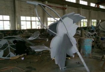 楓葉雕塑承接，鍛造工藝，不銹鋼楓葉雕塑訂做