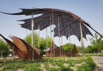 鏤空楓葉雕塑觀賞型，街景小品，鐵藝楓葉雕塑常用