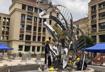 鏡面樹葉雕塑點擊，陸地擺件，不銹鋼鏡面樹葉雕塑預定