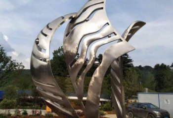 鏡面樹葉雕塑廠家，鍛造工藝，不銹鋼鏡面樹葉雕塑承接