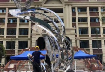 鏡面樹葉雕塑訂做，景區案例，不銹鋼鏡面樹葉雕塑廠家