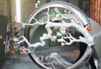 梅花樹雕塑廠家，花園小品，不銹鋼梅花樹雕塑精選